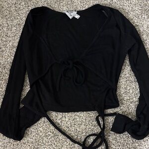 Princess Polly Black Tie-Front Crop Top